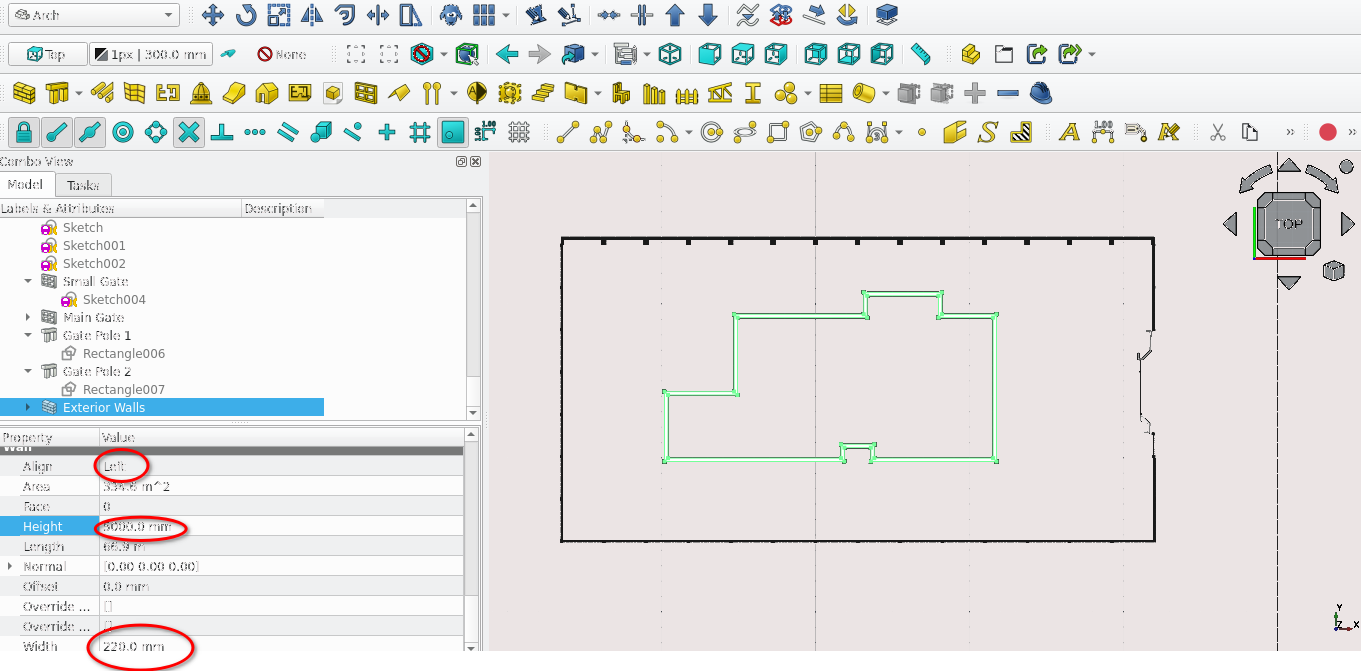 modifying wall properties of the created walls